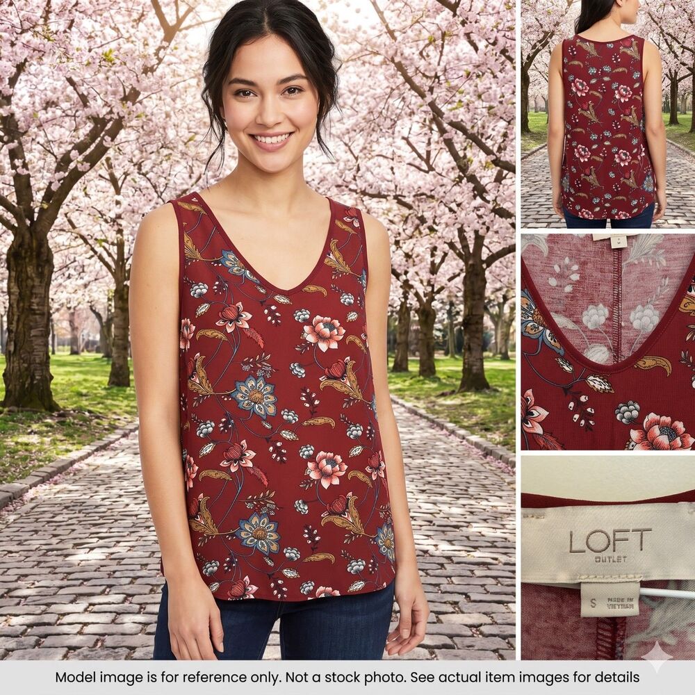 LOFT Outlet Floral Mix Media Sleeveless Top‎ S